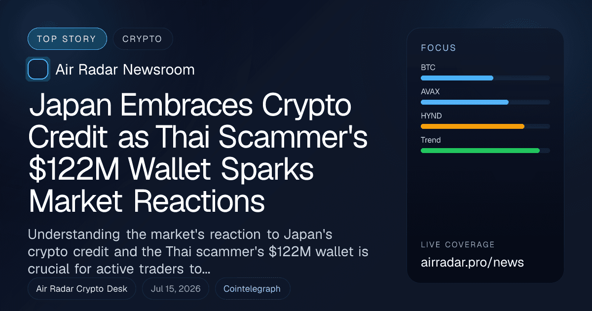 Japan Embraces Crypto Credit as Thai Scammer's $122M Wallet Sparks Market Reactions