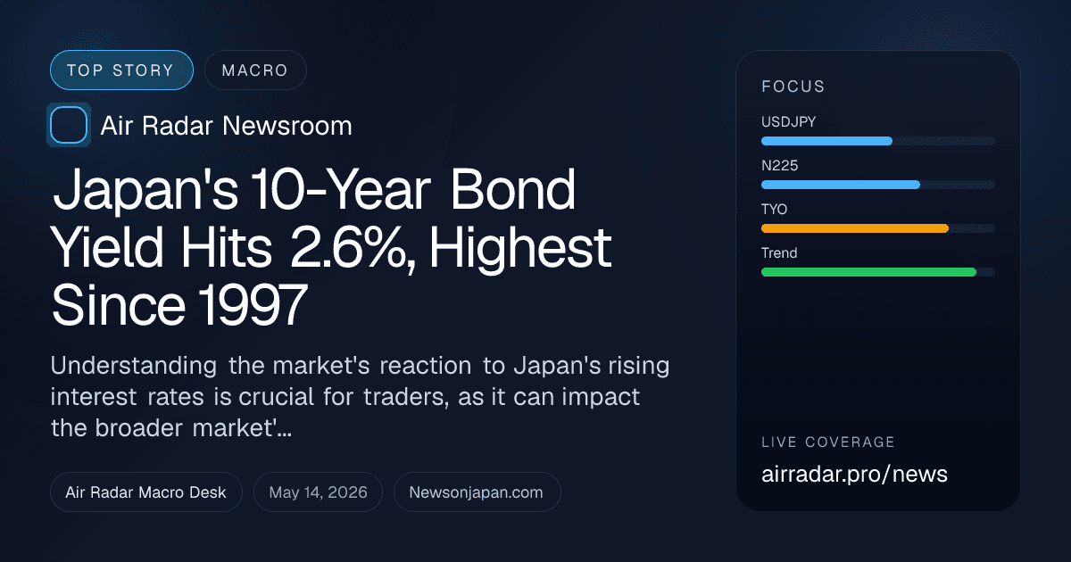 Japan's 10-Year Bond Yield Hits 2.6%, Highest Since 1997