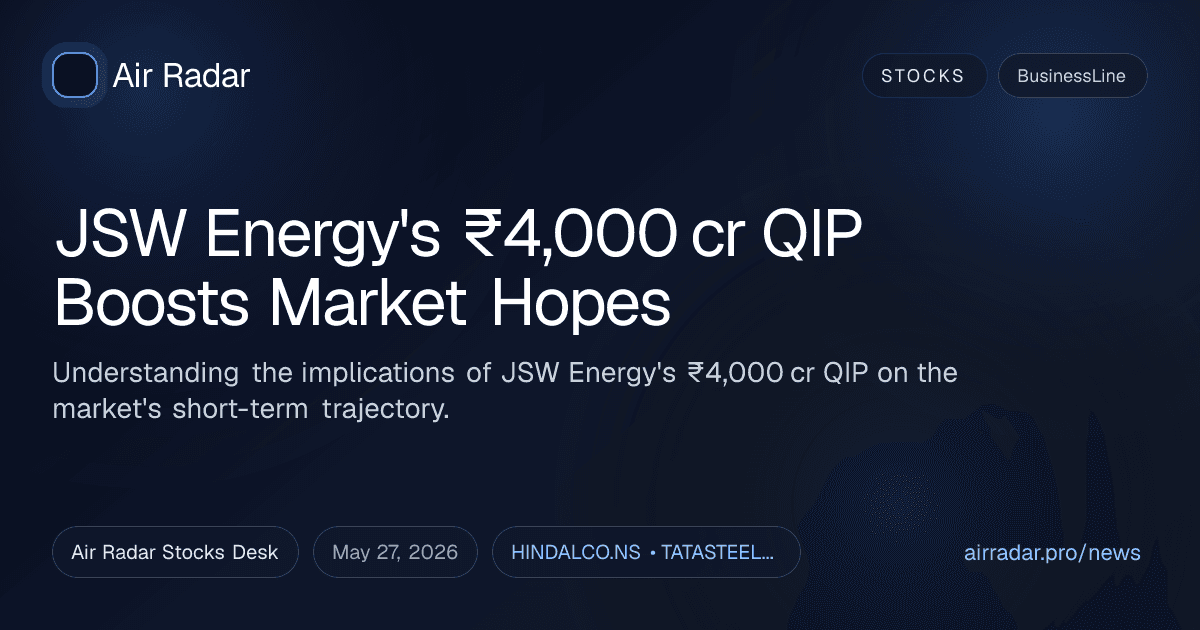 JSW Energy's ₹4,000 cr QIP Boosts Market Hopes
