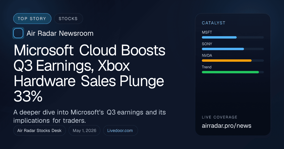 Microsoft Cloud Boosts Q3 Earnings, Xbox Hardware Sales Plunge 33%