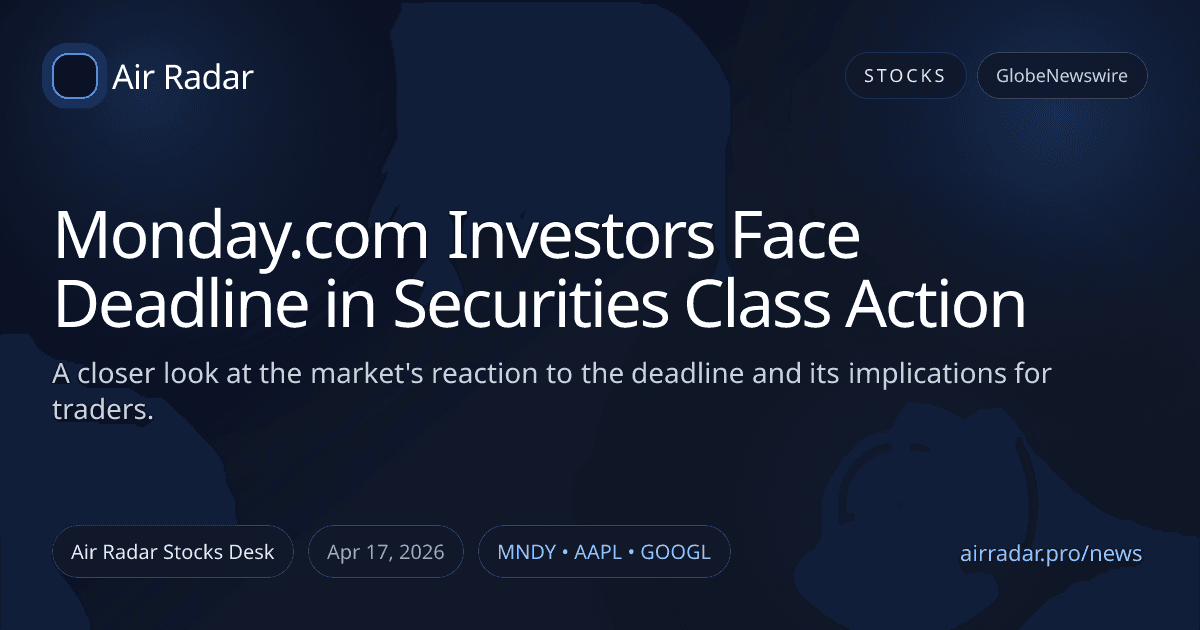 Monday.com Investors Face Deadline in Securities Class Action