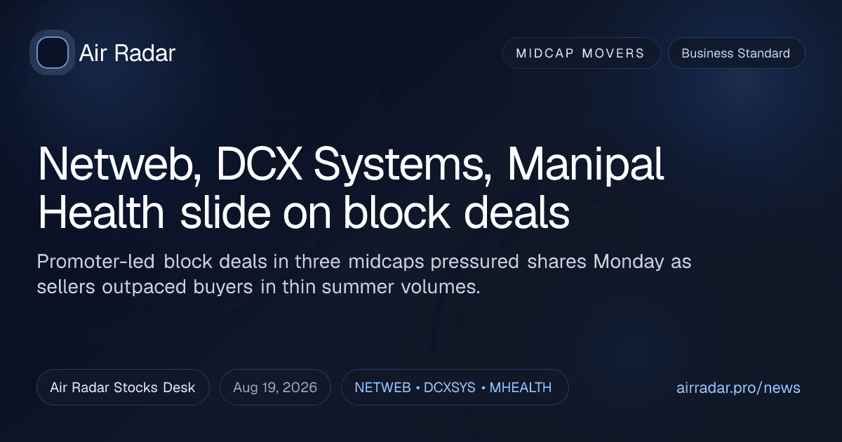 Netweb, DCX Systems, Manipal Health slide on block deals