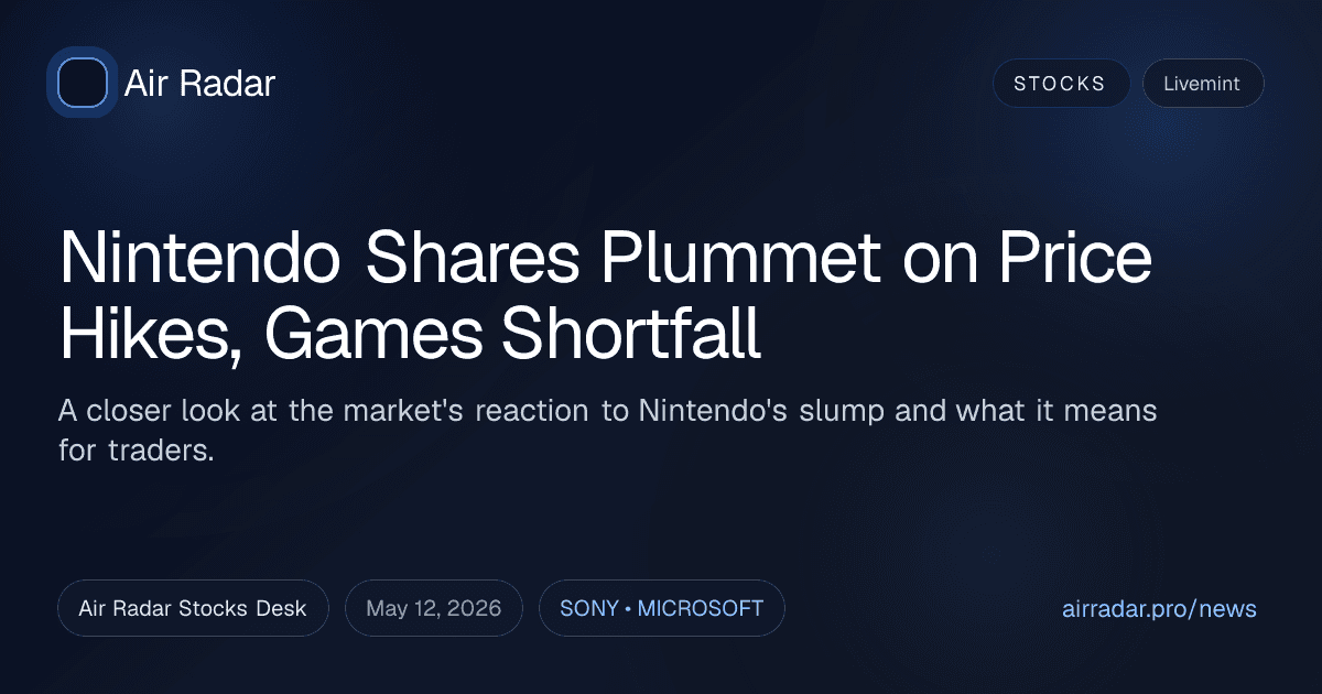 Nintendo Shares Plummet on Price Hikes, Games Shortfall