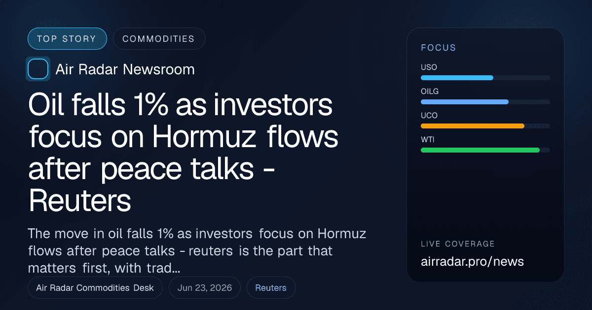 Oil falls 1% as investors focus on Hormuz flows after peace talks - Reuters