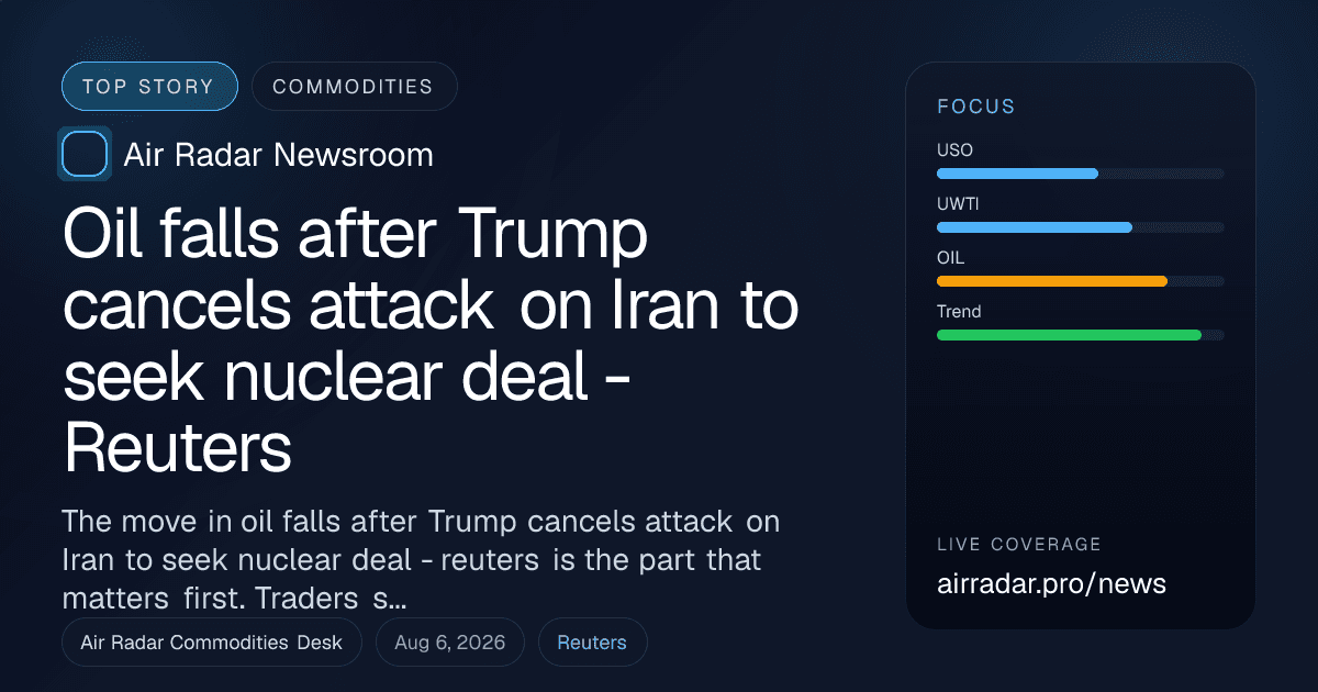 Oil falls after Trump cancels attack on Iran to seek nuclear deal - Reuters