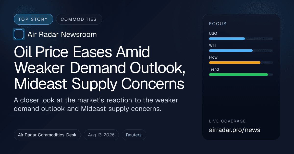 Oil Price Eases Amid Weaker Demand Outlook, Mideast Supply Concerns