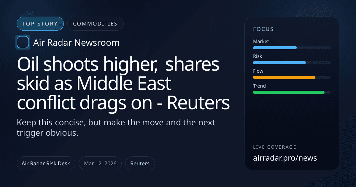 Oil shoots higher, shares skid as Middle East conflict drags on - Reuters