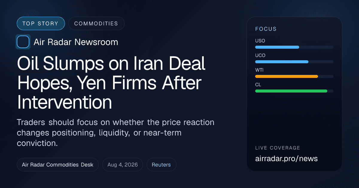 Oil Slumps on Iran Deal Hopes, Yen Firms After Intervention