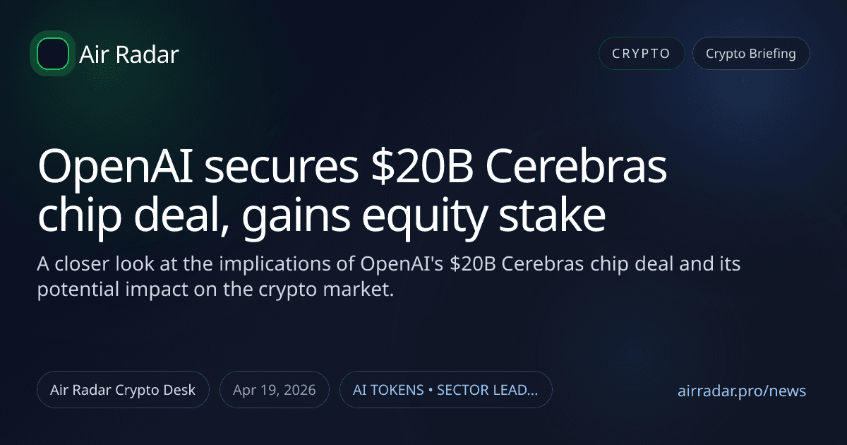 OpenAI secures $20B Cerebras chip deal, gains equity stake