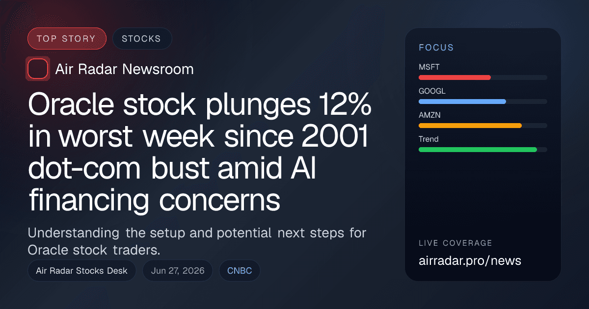 Oracle stock plunges 12% in worst week since 2001 dot-com bust amid AI financing concerns