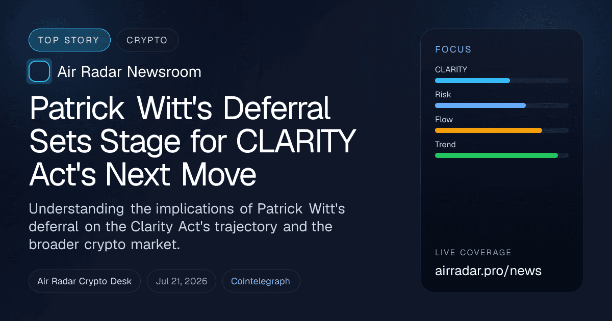 Patrick Witt's Deferral Sets Stage for CLARITY Act's Next Move