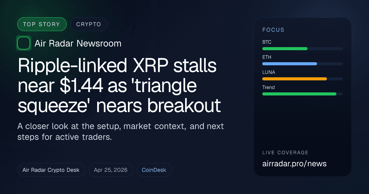 Ripple-linked XRP stalls near $1.44 as 'triangle squeeze' nears breakout