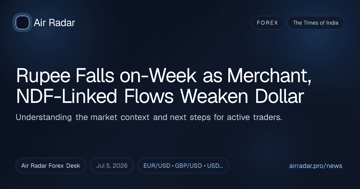 Rupee Falls on-Week as Merchant, NDF-Linked Flows Weaken Dollar
