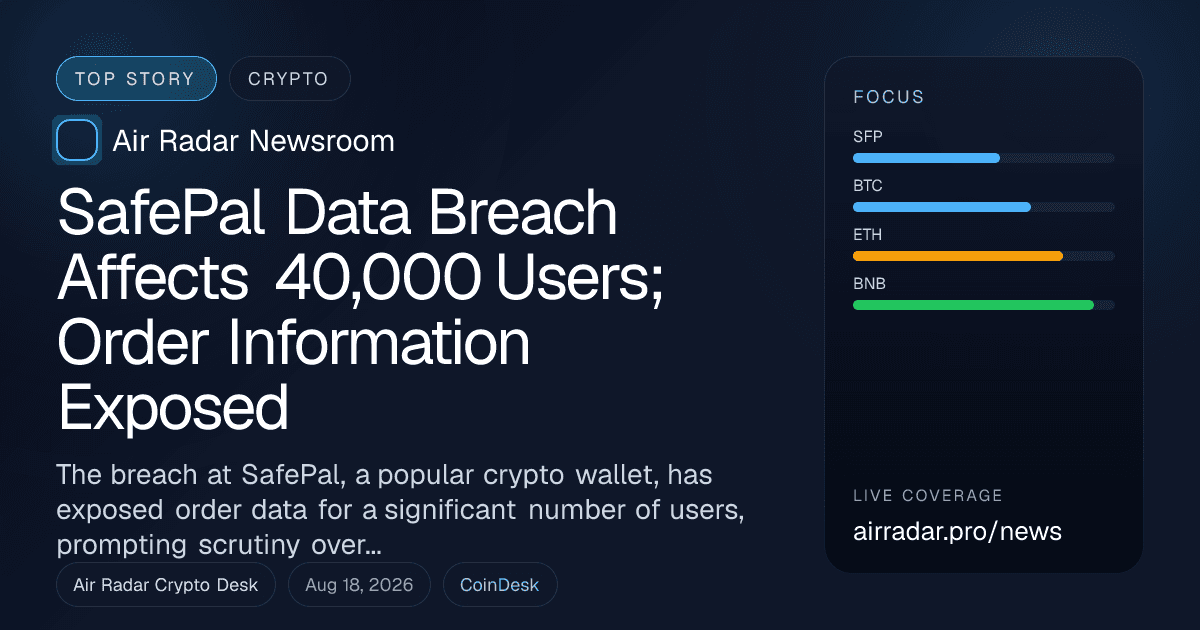 SafePal Data Breach Affects 40,000 Users; Order Information Exposed