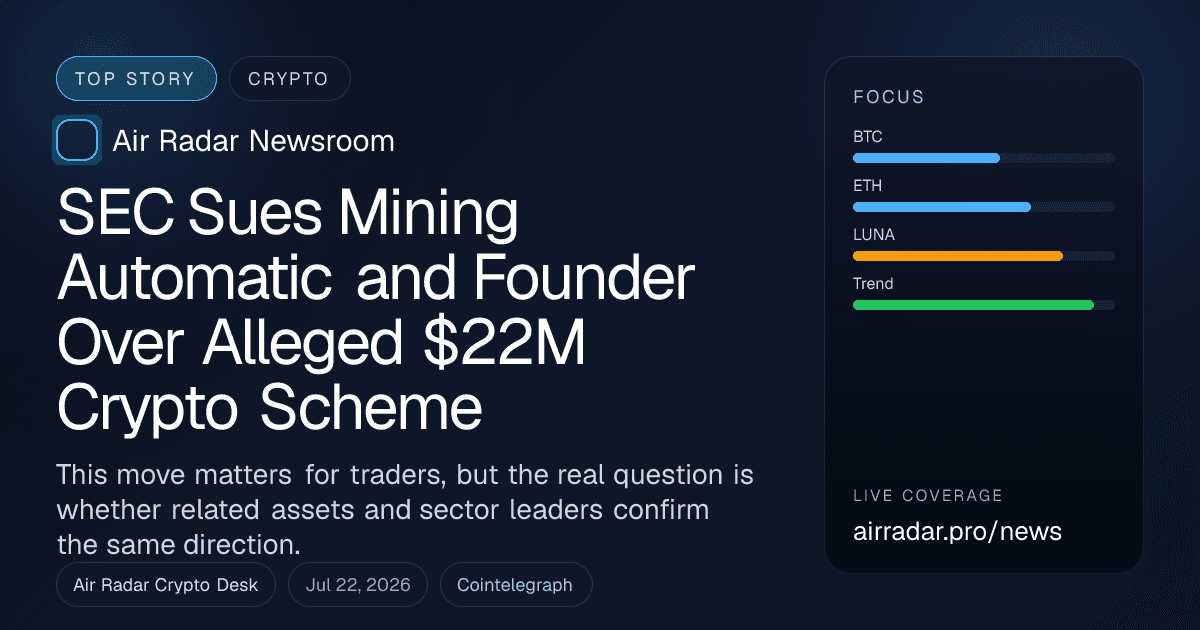 SEC Sues Mining Automatic and Founder Over Alleged $22M Crypto Scheme