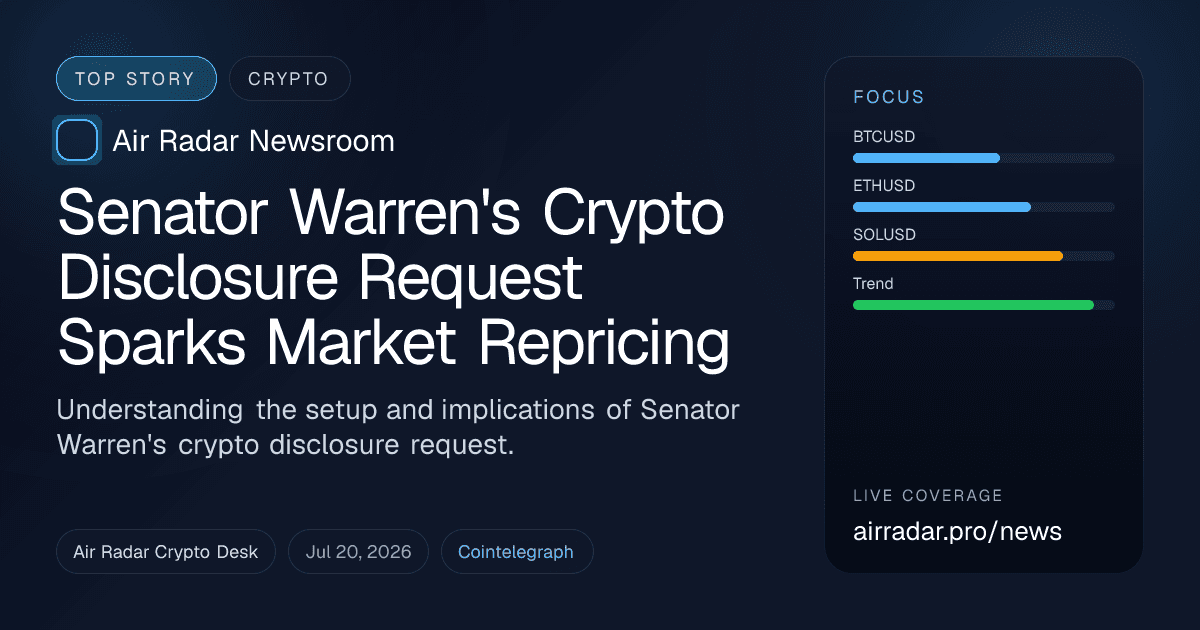 Senator Warren's Crypto Disclosure Request Sparks Market Repricing