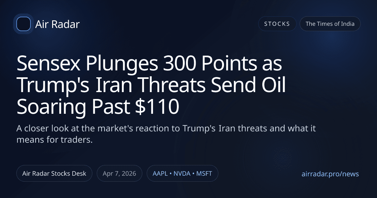 Sensex Plunges 300 Points as Trump's Iran Threats Send Oil Soaring Past $110