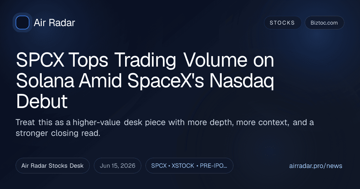 SPCX Tops Trading Volume on Solana Amid SpaceX's Nasdaq Debut