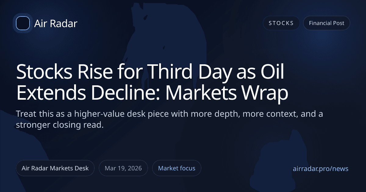 Stocks Rise for Third Day as Oil Extends Decline: Markets Wrap