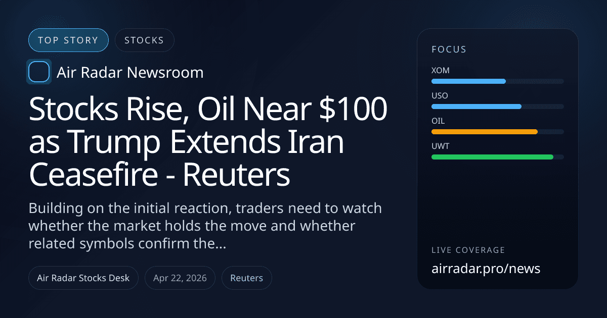 Stocks Rise, Oil Near $100 as Trump Extends Iran Ceasefire - Reuters