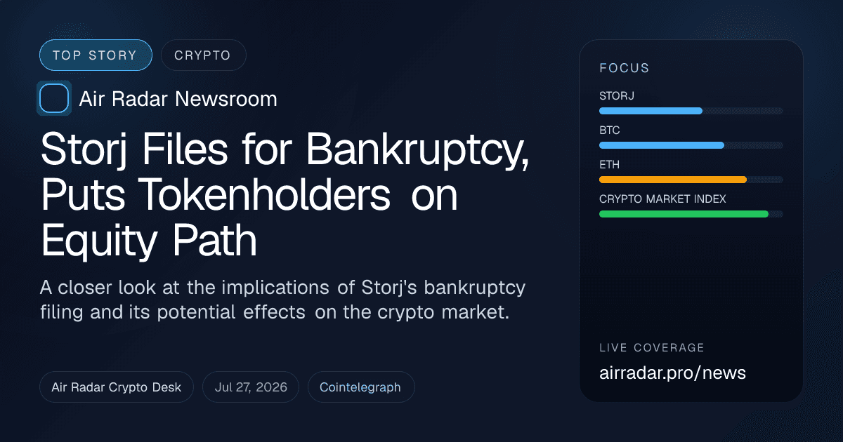 Storj Files for Bankruptcy, Puts Tokenholders on Equity Path
