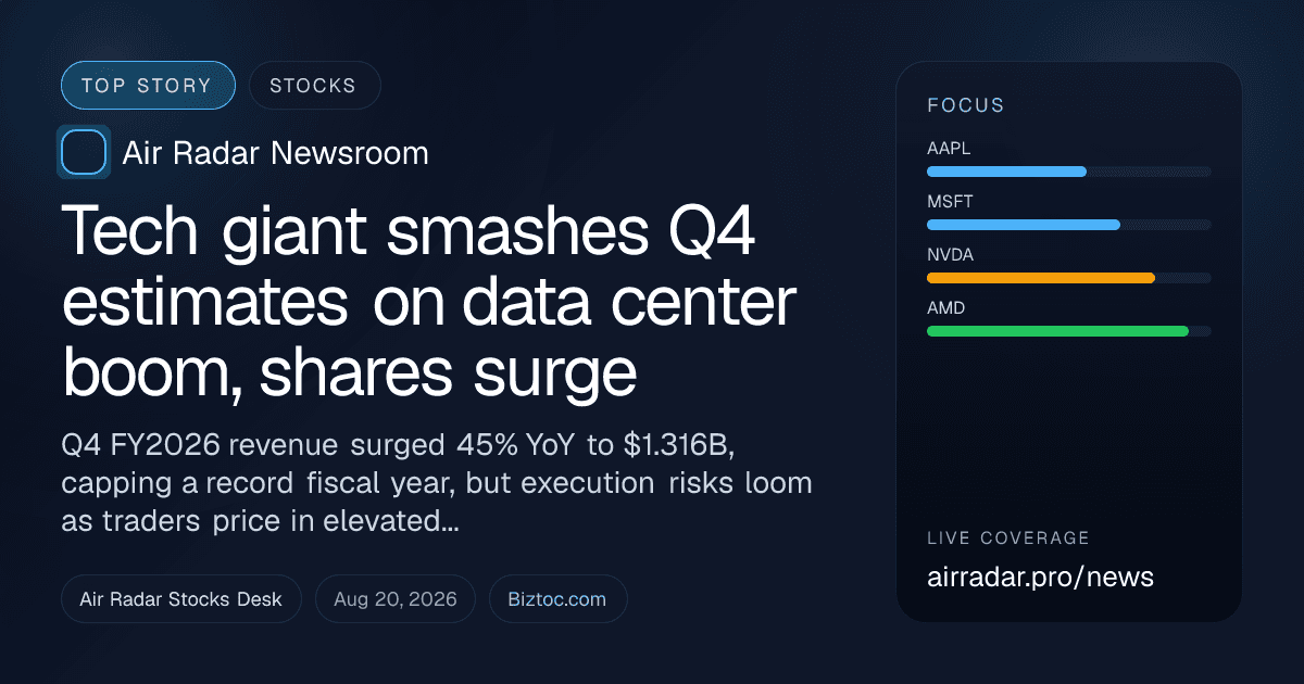Tech giant smashes Q4 estimates on data center boom, shares surge