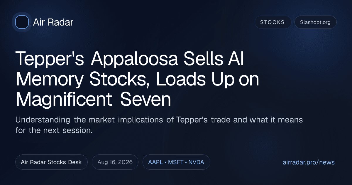 Tepper's Appaloosa Sells AI Memory Stocks, Loads Up on Magnificent Seven