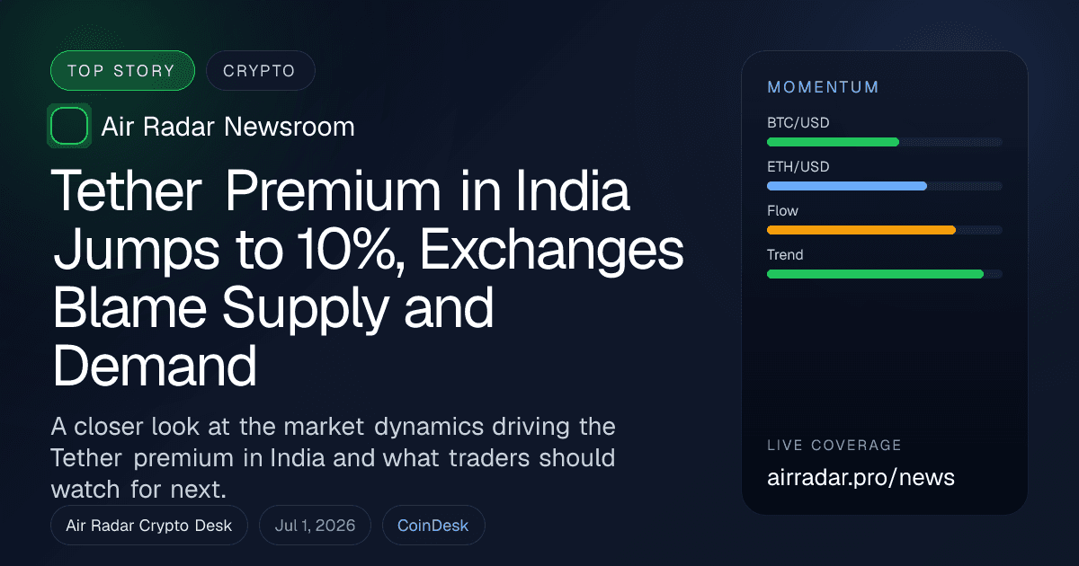 Tether Premium in India Jumps to 10%, Exchanges Blame Supply and Demand