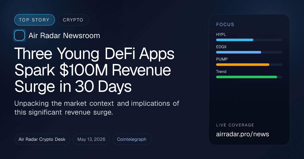 Three Young DeFi Apps Spark $100M Revenue Surge in 30 Days