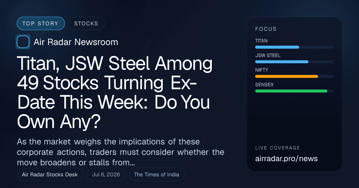 Titan, JSW Steel Among 49 Stocks Turning Ex-Date This Week: Do You Own Any?