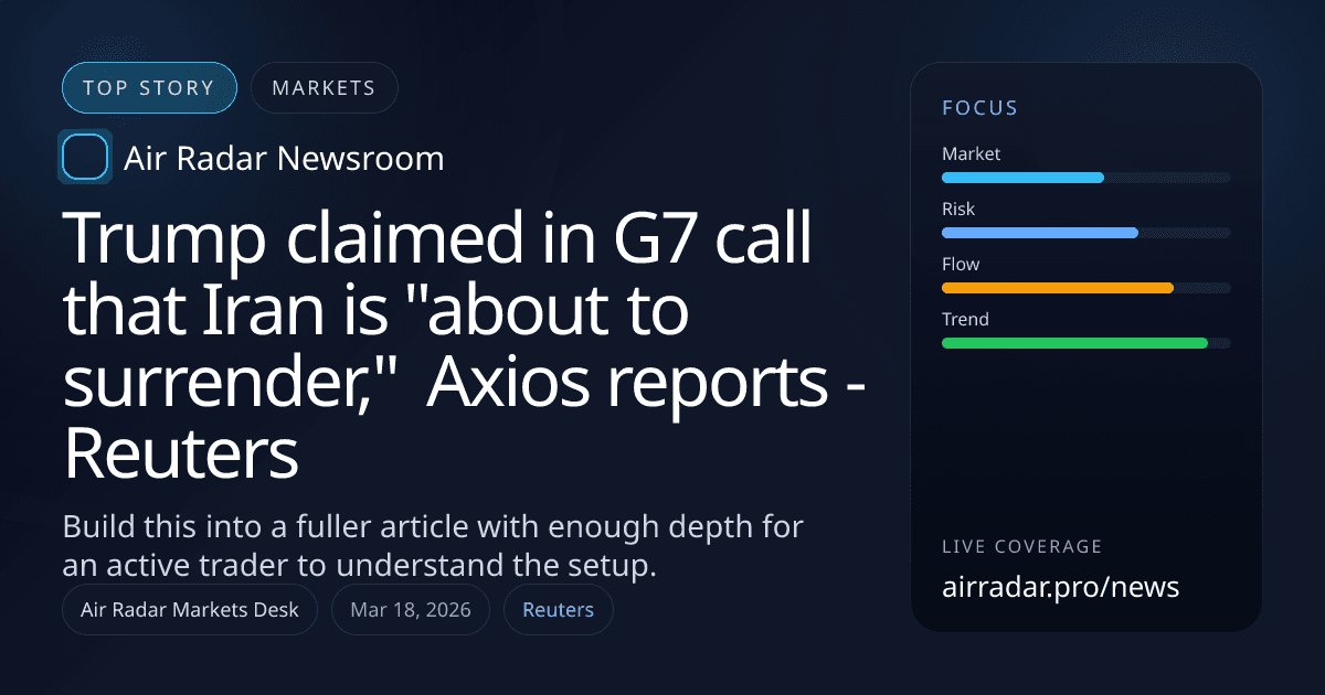 Trump claimed in G7 call that Iran is "about to surrender," Axios reports - Reuters