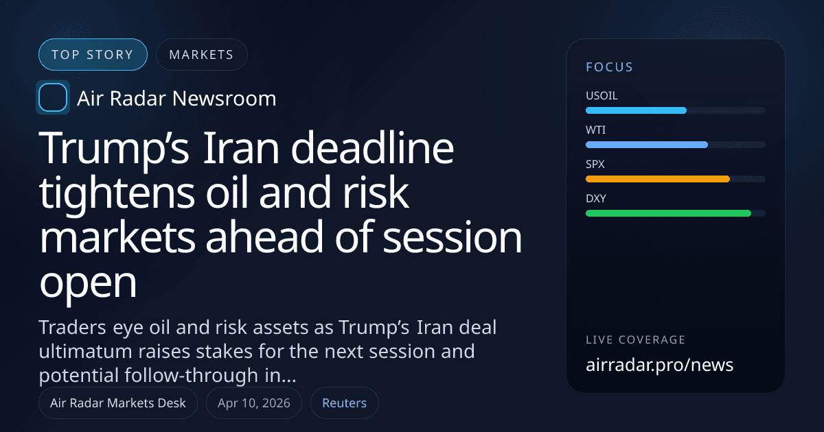 Trump’s Iran deadline tightens oil and risk markets ahead of session open