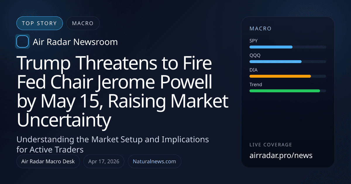 Trump Threatens to Fire Fed Chair Jerome Powell by May 15, Raising Market Uncertainty