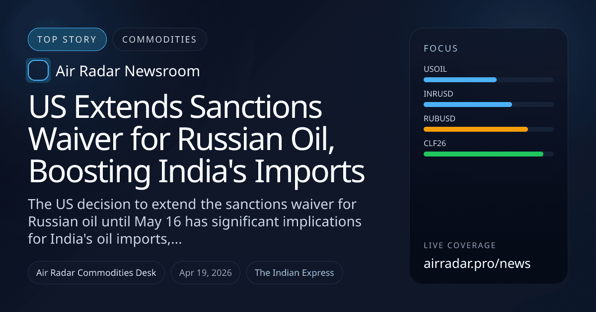 US Extends Sanctions Waiver for Russian Oil, Boosting India's Imports