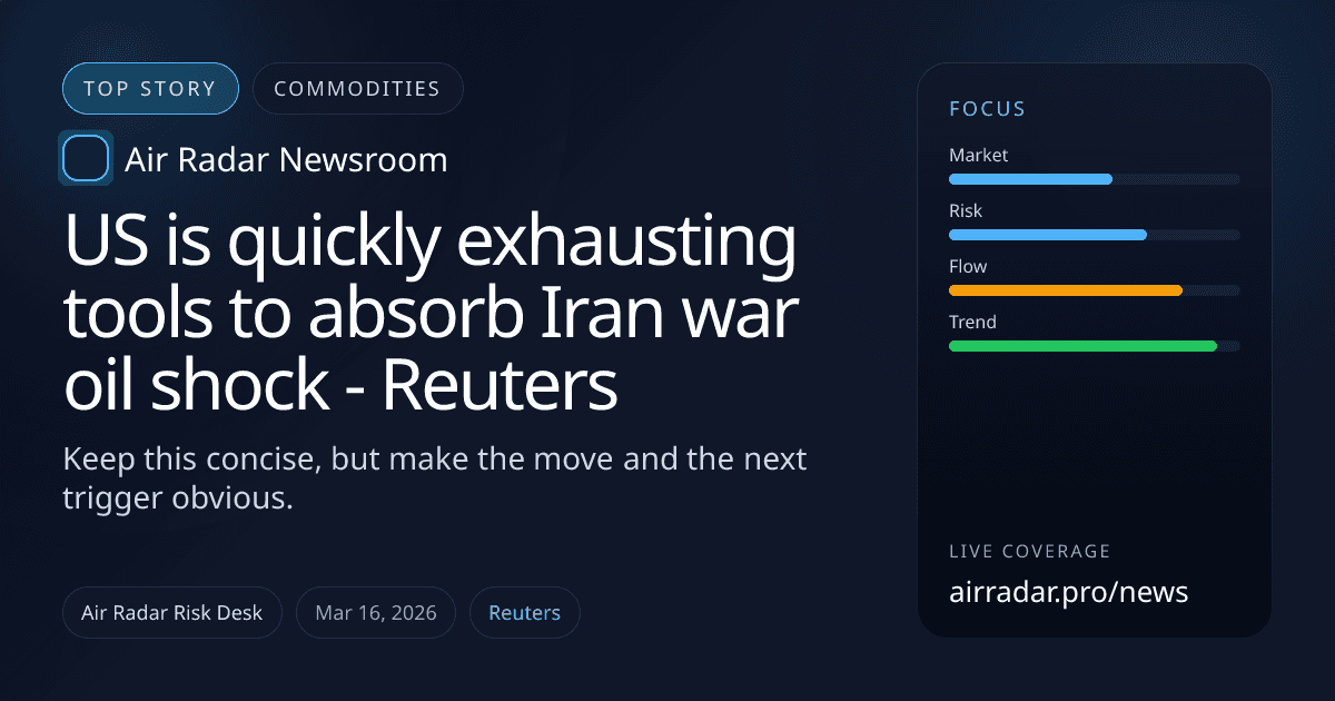 US is quickly exhausting tools to absorb Iran war oil shock - Reuters