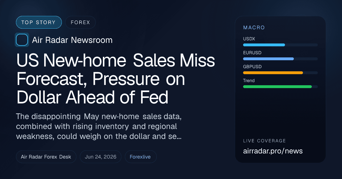 US New‑home Sales Miss Forecast, Pressure on Dollar Ahead of Fed