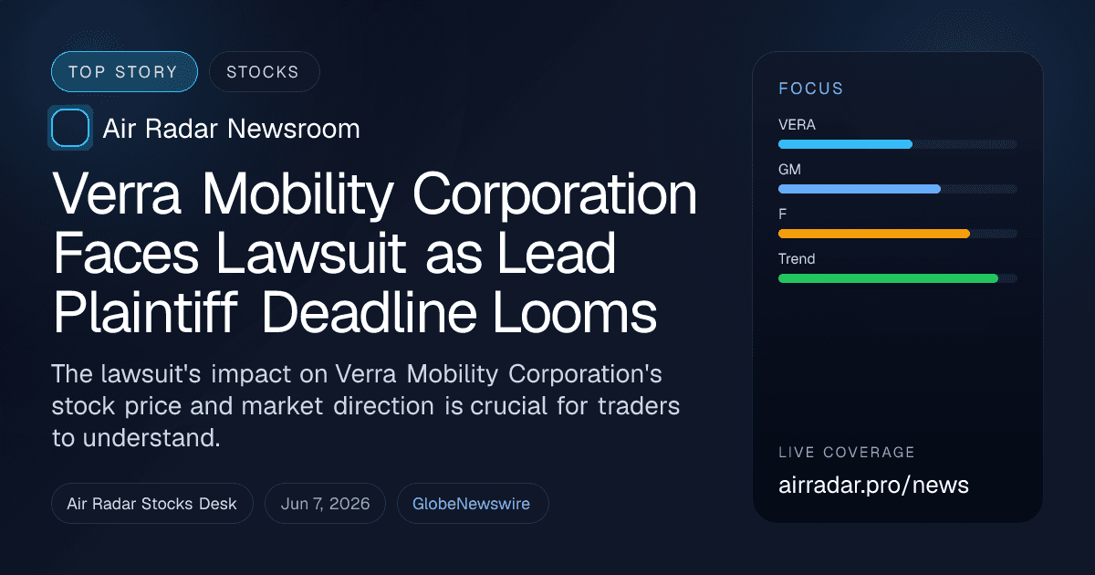 Verra Mobility Corporation Faces Lawsuit as Lead Plaintiff Deadline Looms