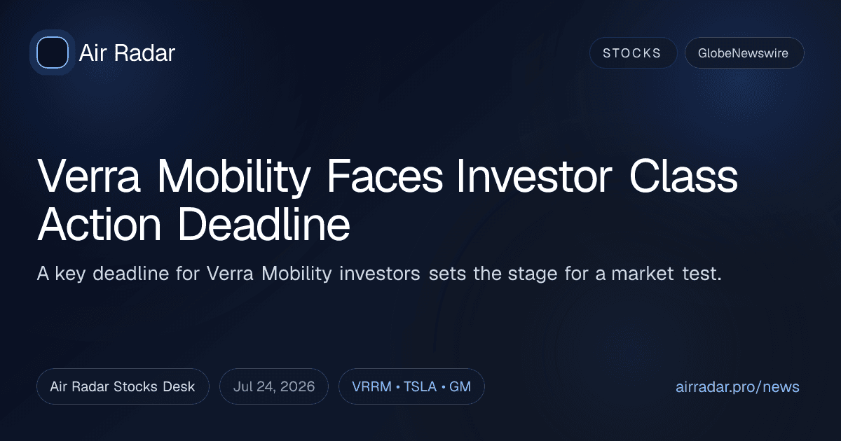 Verra Mobility Faces Investor Class Action Deadline