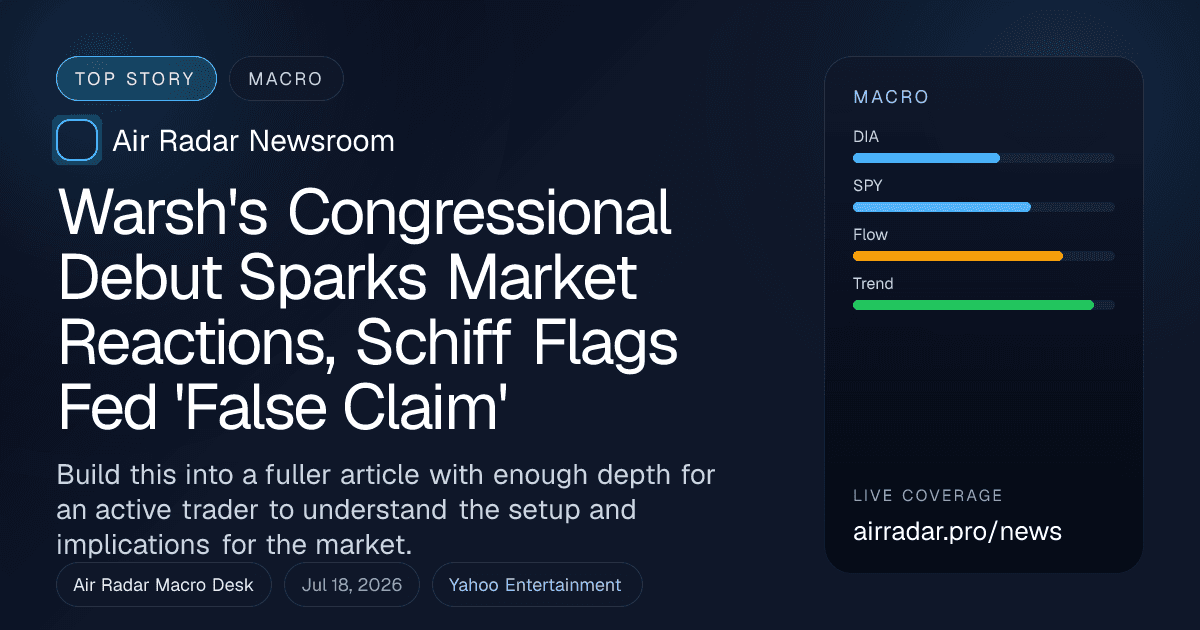 Warsh's Congressional Debut Sparks Market Reactions, Schiff Flags Fed 'False Claim'