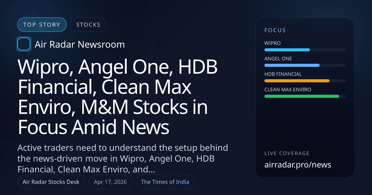 Wipro, Angel One, HDB Financial, Clean Max Enviro, M&M Stocks in Focus Amid News