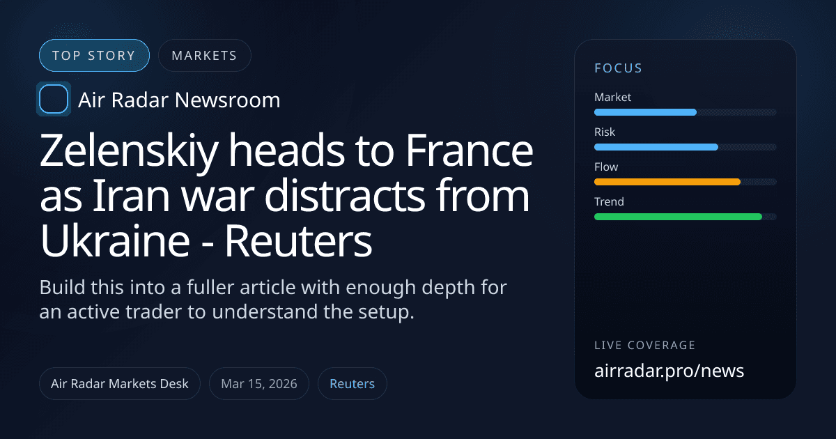 Zelenskiy heads to France as Iran war distracts from Ukraine - Reuters
