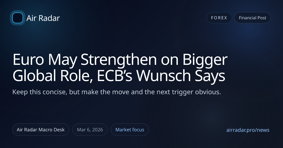 Euro May Strengthen on Bigger Global Role, ECB’s Wunsch Says